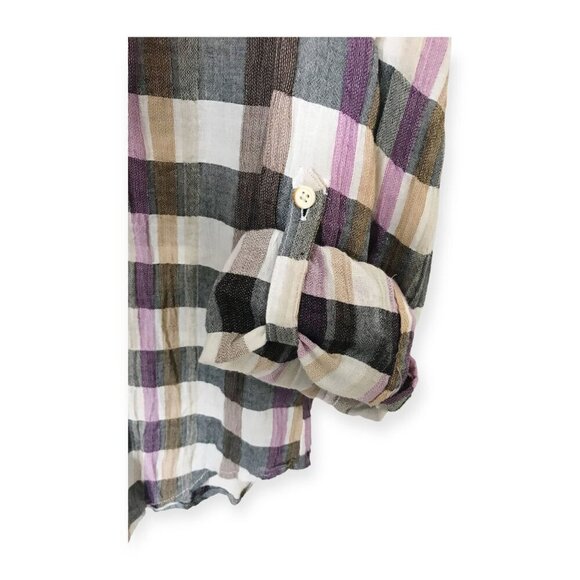 Anthropologie Isabella Sinclair plaid shirt with lace inserts. Size S - Picture 10 of 13